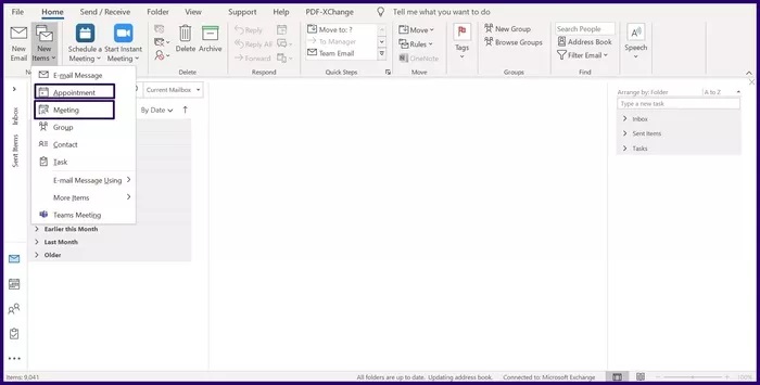 6 تا از بهترین نکات و ترفندهای تقویم اوت لوک (Outlook) برای مدیریت بهتر 27 مرحله 1: در تب Home در Outlook، New Items را انتخاب کنید.