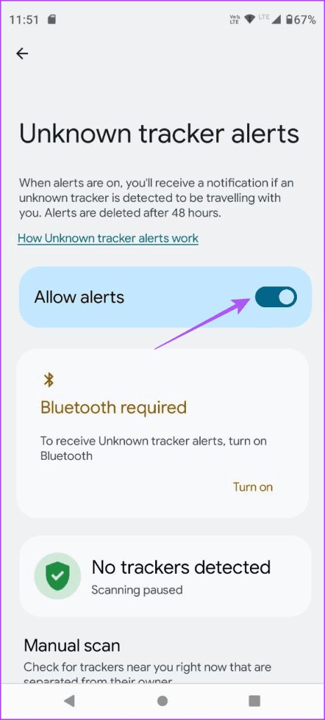 نحوه فعال کردن Enable Unknown Tracker Alerts در اندروید 12 نحوه فعال کردن Enable Unknown Tracker Alerts در اندروید