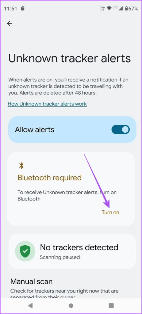 نحوه فعال کردن Enable Unknown Tracker Alerts در اندروید 13 نحوه فعال کردن Enable Unknown Tracker Alerts در اندروید