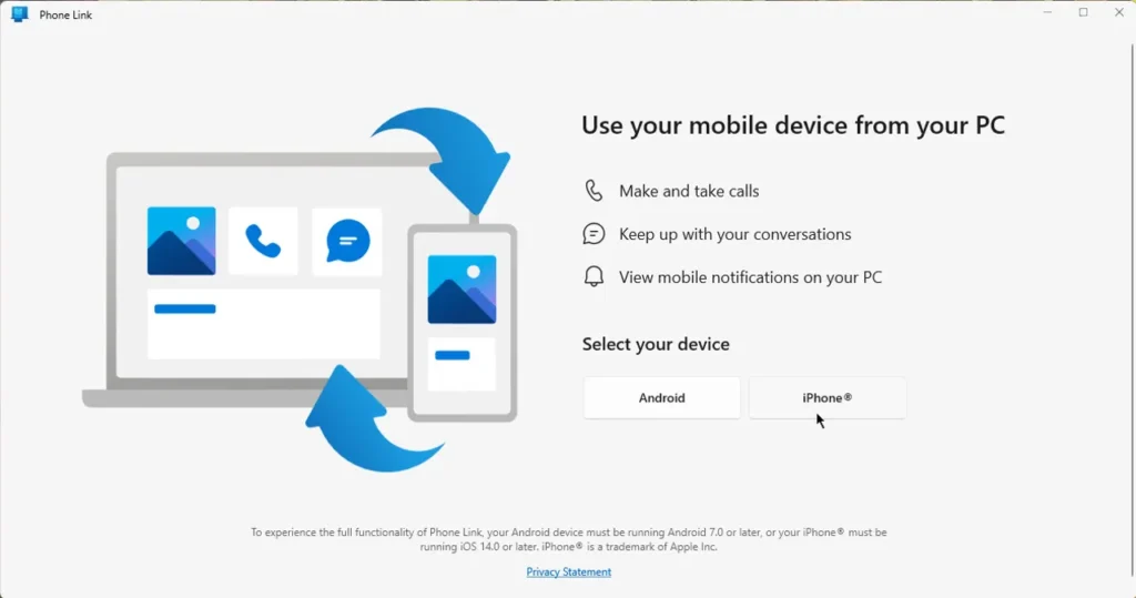 نحوه ارسال و دریافت پیام با iMessages در ویندوز 11 لینک تلفن را اجرا کنید