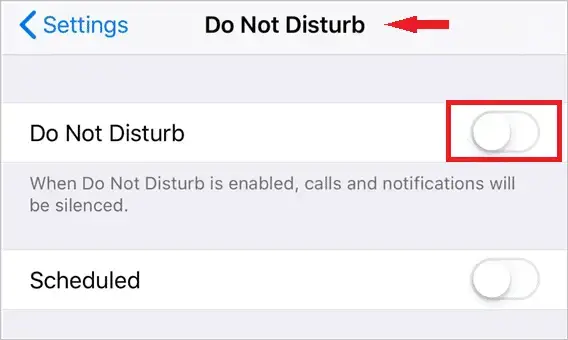 زنگ نخوردن آیفون - 10 راه حل برتر برای رفع مشکل 9 خاموش کردن مزاحم نشوید (Do Not Disturb)