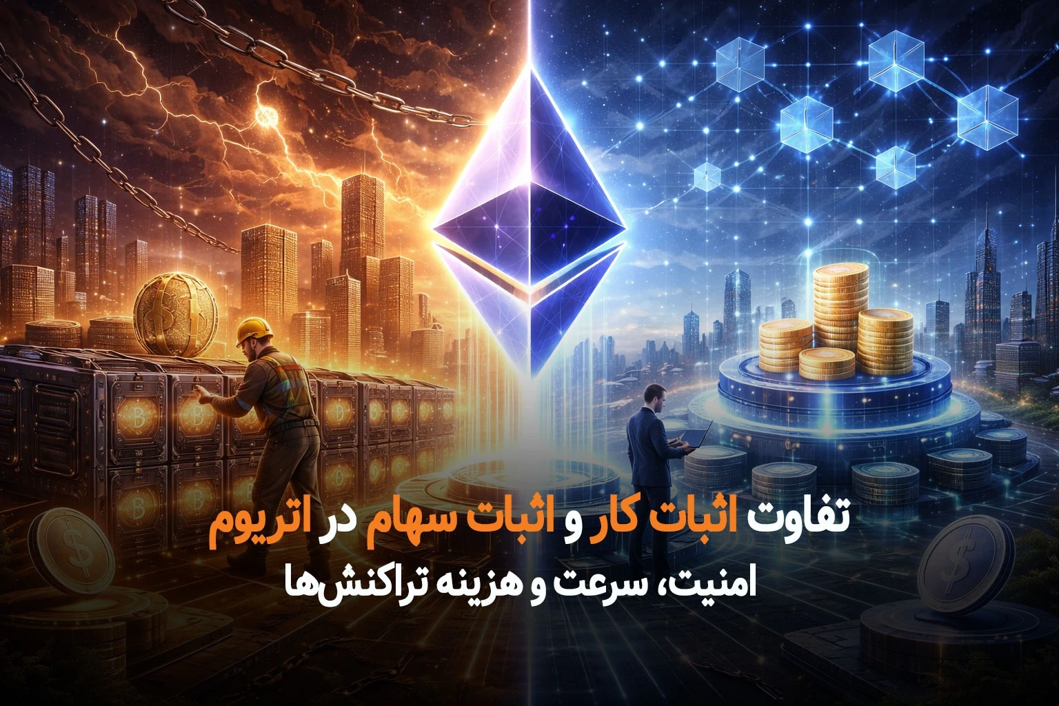 تفاوت اثبات کار و اثبات سهام در اتریوم | امنیت، سرعت و هزینه تراکنشها 6 تفاوت اثبات کار و اثبات سهام در اتریوم