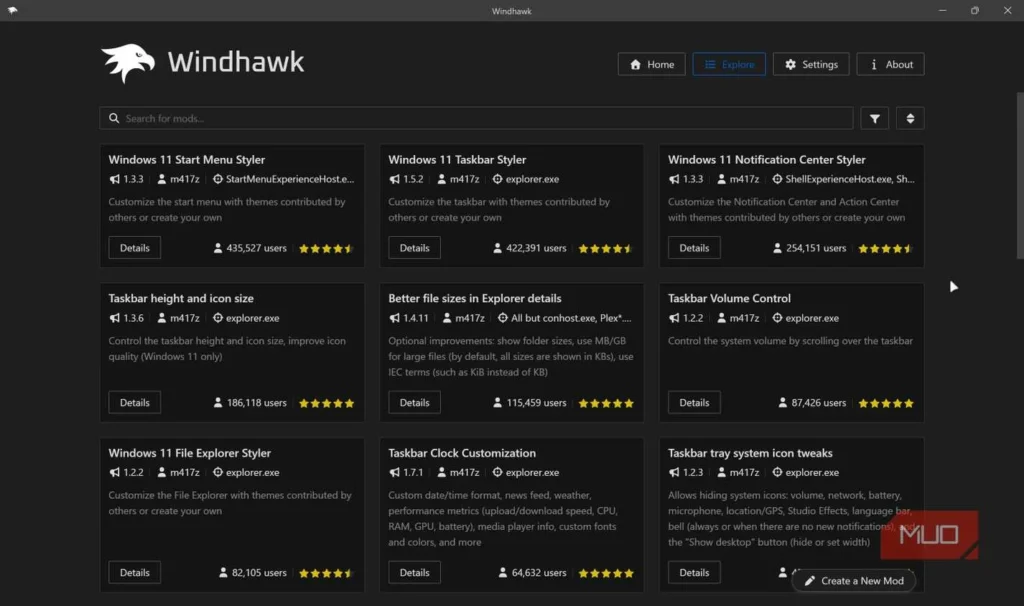 ویندهوک (Windhawk)؛ ابزاری که محدودیت های ویندوز ۱۱ را در هم میشکند 10 ویندهوک (Windhawk)؛ ابزاری که محدودیت های ویندوز ۱۱ را در هم میشکند