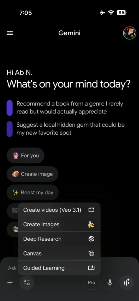 بازطراحی بخش «Tools» جمینای در اندروید و iOS؛ حذف پیش‌نمایش از «My stuff»