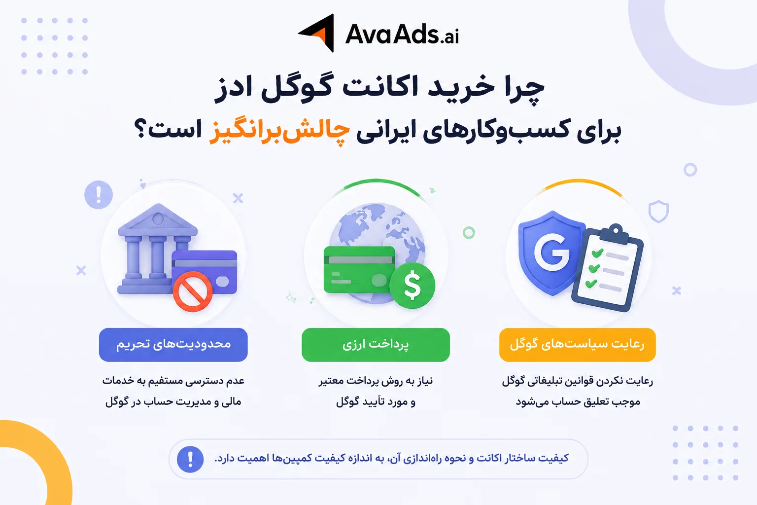 خرید اکانت اختصاصی گوگل ادز ؛ راهنمای کامل انتخاب اکانت مناسب برای ایرانیان 9 چالش های خرید اکانت گوگل ادز