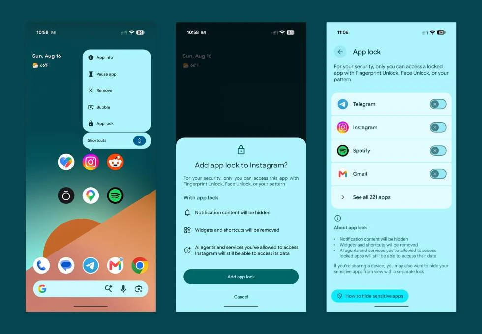گوگل قابلیت قفل برنامه (App Lock) را در آپدیت جدید به گوشی های پیکسل اضافه کرد 9 گوگل قابلیت قفل برنامه (App Lock) را در آپدیت جدید به گوشی های پیکسل اضافه کرد