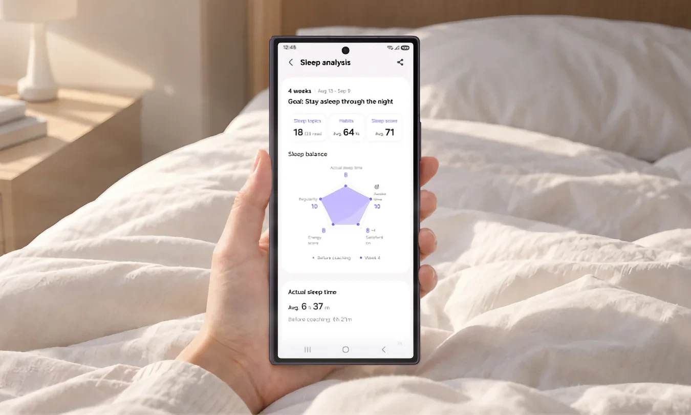 آپدیت جدید سامسونگ هلث؛ قابلیت Sleep Coaching تنها با ۳ روز داده خواب فعال می‌شود